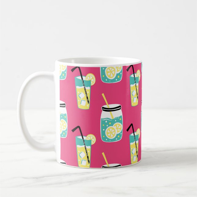 Caneca De Café Elementos ecéticos de Verão, fundo sem costura vin (Esquerda)