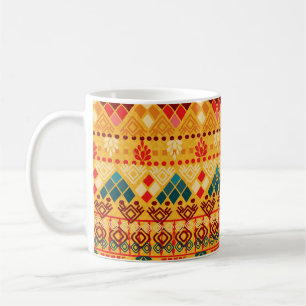 Caneca De Café Elementos tribais, padrão versátil sem costura.