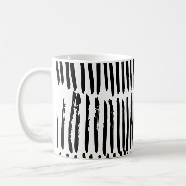 Caneca De Café Elementos Verticais: Estilo Invisível Desenho À Mã (Esquerda)