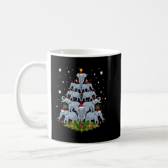Caneca De Café Elephant Christmas Tree Merry Xmas Elephant Gifts  (Esquerda)