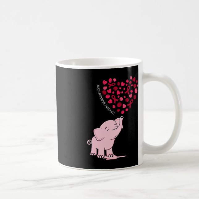 Caneca De Café Elephant Heart Ribbon Brain Aneurysm Sensibilizaçã (Direita)