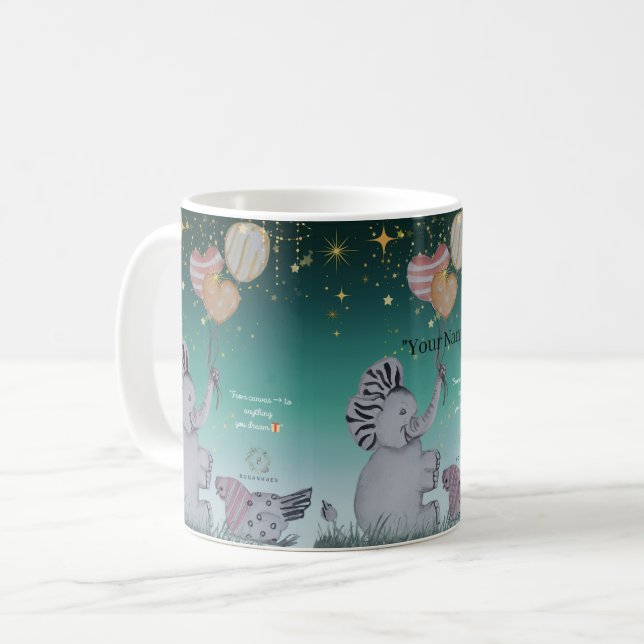 Caneca De Café "Elephant & Polka Hen" Boganhues impressão (Frente Esquerda)