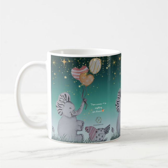 Caneca De Café "Elephant & Polka Hen" Boganhues impressão (Esquerda)