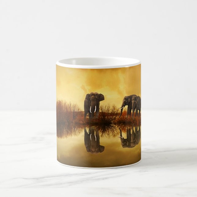Caneca De Café Elephant Trio Wildlife Coffee Mug (Centro)