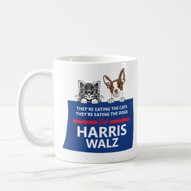 Caneca De Café Eles estão comendo animais de estimação - Vote Har (Esquerda)