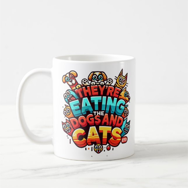 Caneca De Café Eles estão comendo os cães e a gata (Esquerda)