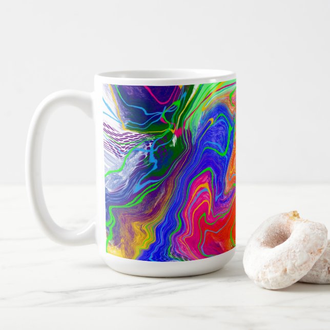 Caneca De Café Eletricidade Disco Escalha Marble Fluid Art (Com Donut)