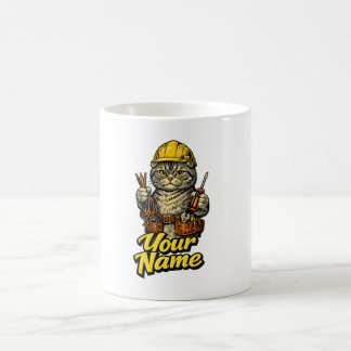 Caneca De Café Eletricista Gato Personalizado Fofo da Raça Scotti