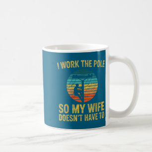 Caneca De Café Eletricista Retro Pôr do Sol, Eu Trabalho O Le Eng