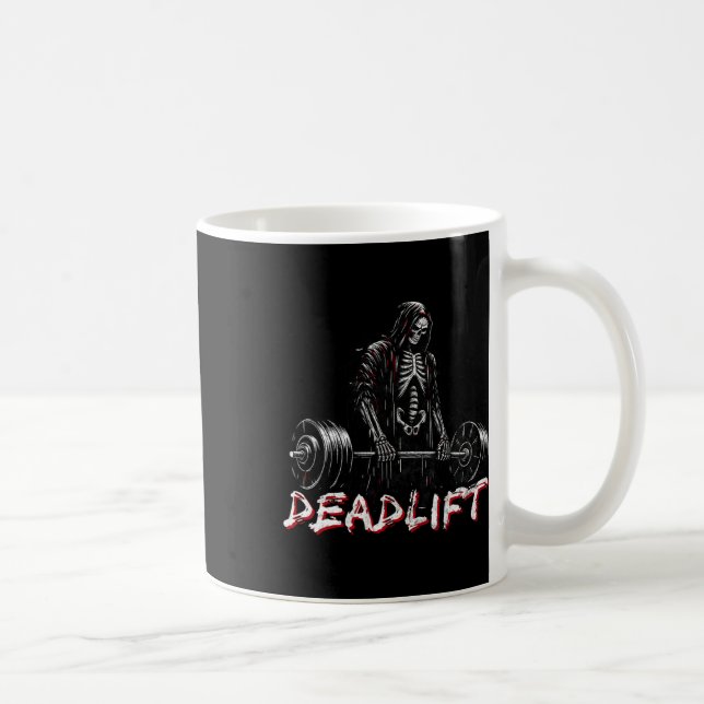 Caneca De Café Elevação do Skeleton Halloween Piadas Gym Levantam (Direita)