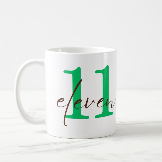 Caneca De Café Eleventh 11 Year Anniversary with Personalization (Esquerda)