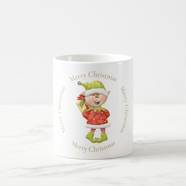 Caneca De Café Elf de Natal com Presente (Centro)