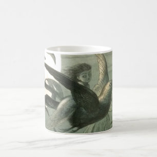 Caneca De Café Elf Fairies Elves Moon Night Bird Voando