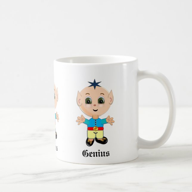 Caneca De Café Elf Genius Bonito e Caligrafia (Direita)