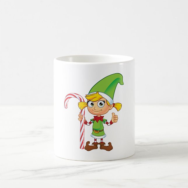 Caneca De Café Elf Girl With Candy Cane (Criador carregado)