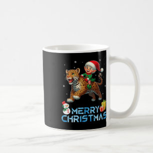 Caneca De Café Elf Riding Leopard Snowman Presente Feliz Natal