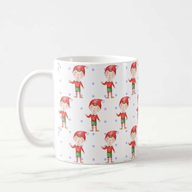 Caneca De Café Elfo Cheerful: Rosto de Natal para Crianças Person (Esquerda)