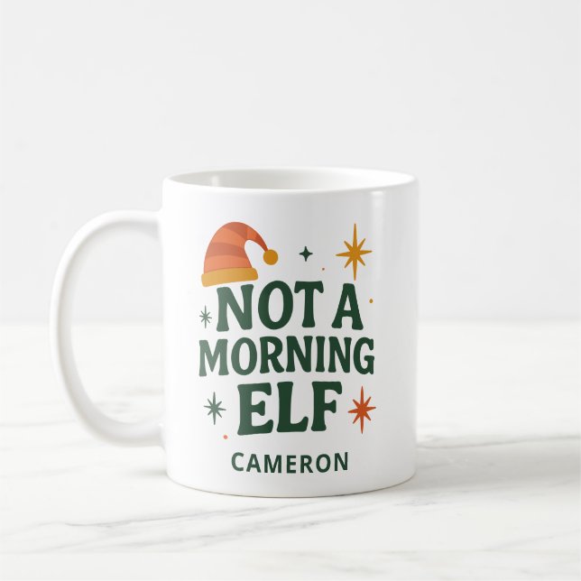 Caneca De Café Elfo de Natal Divertido Personalizado para Manhãs  (Esquerda)