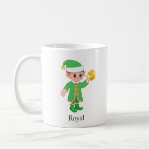 Caneca De Café Elfo Moderno da Sorte com Caligrafia & Monograma