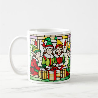 Caneca De Café Elfos de Natal em Vidro Estreito
