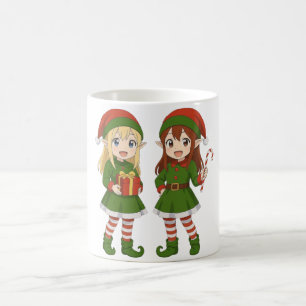 Caneca De Café Elfos de Natal fofos de anime