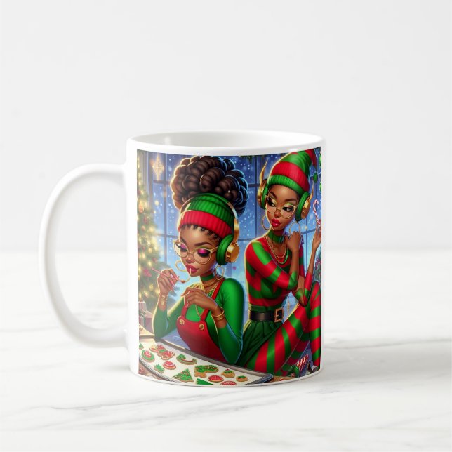 Caneca De Café Elfos e Goodies de Natal (Esquerda)