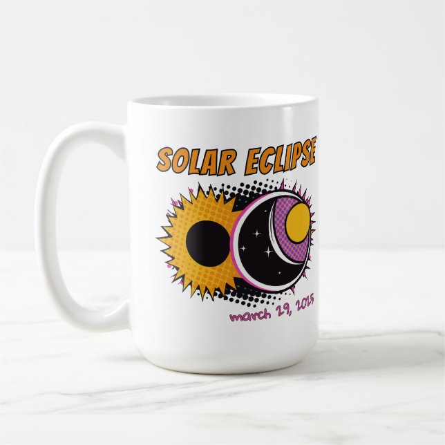 Caneca De Café Elipse solar total design de pop art de 2025 (Esquerda)