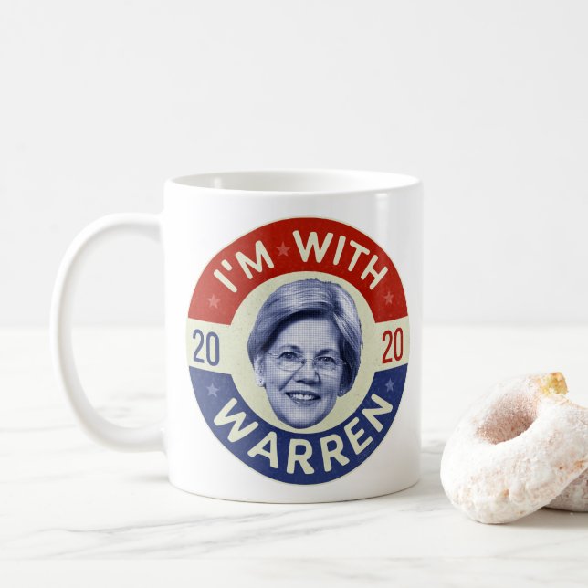 Caneca De Café Elizabeth Warren Presidente 2020 Democrat Pic Retr (Com Donut)