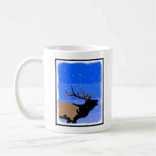 Caneca De Café Elk Bugling no inverno - Arte original sobre a vid