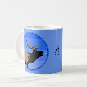 Caneca De Café Elk Bugling no inverno - Arte original sobre a vid