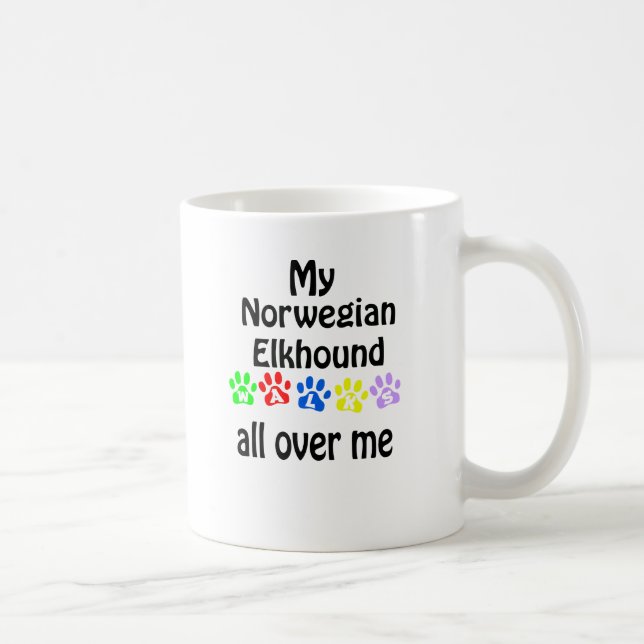 Caneca De Café Elkhound Walks Design (Direita)