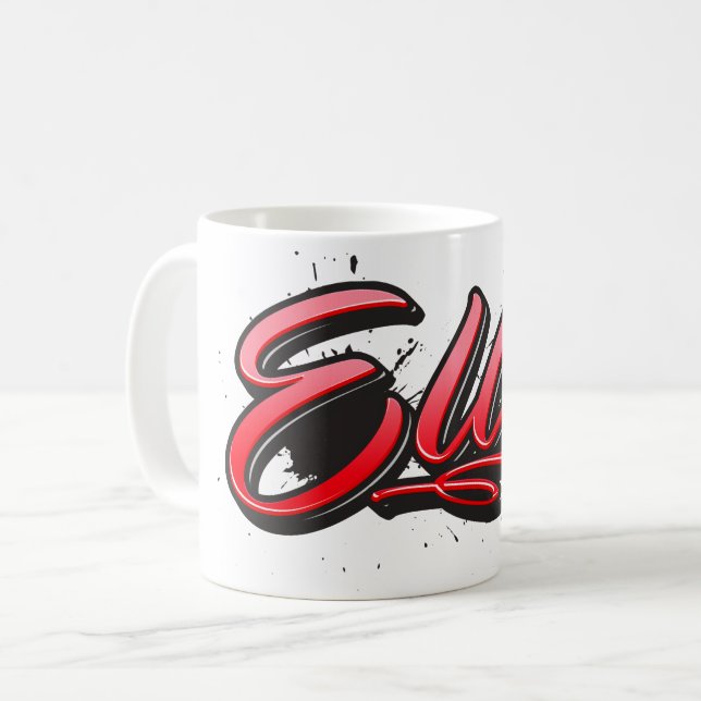 Caneca De Café Ellie red Heart Graffiti Tasse Kaffeetasse (Frente Esquerda)