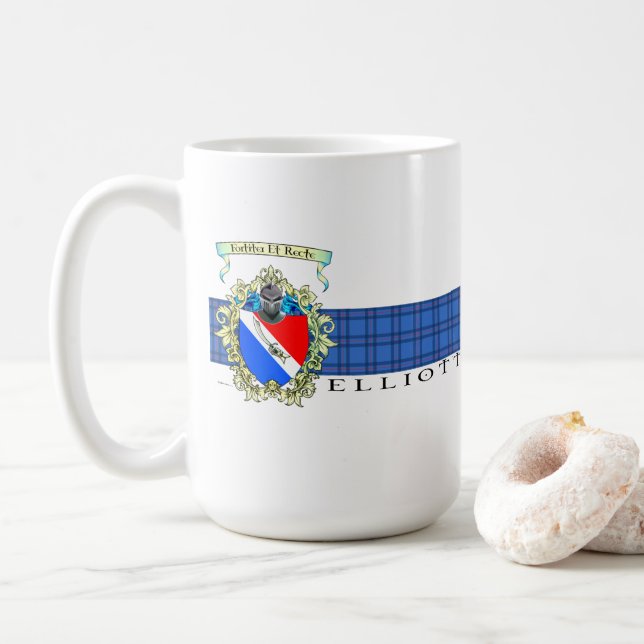 Caneca De Café Elliott Crest & Tartan Coffee ou Tea Mug (Com Donut)