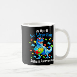 Caneca De Café Em abril use azul consciência do autismo dino t-re