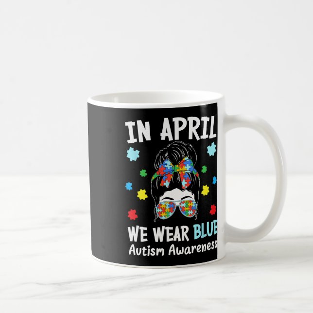 Caneca De Café Em abril Vestimos Blue Messy Bun Quebra-cabeça Pie (Direita)