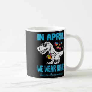 Caneca De Café Em abril, Vestimos Blue T Rex Dino Por