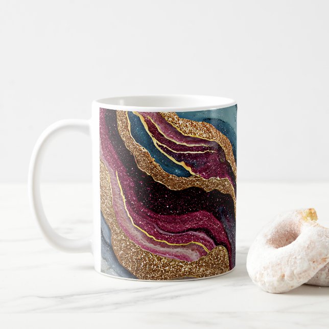 Caneca de Café em Ágata Brilhante Boho (Com Donut)