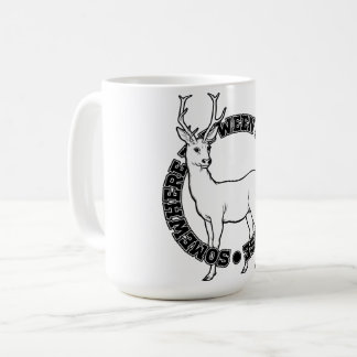 Caneca De Café Em algum lugar entre a arte de linha de cervo selv