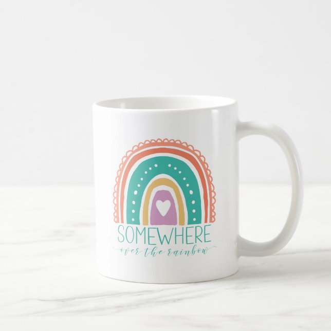 Caneca De Café Em algum lugar sobre o arco-íris Moderno Chic Colo (Direita)