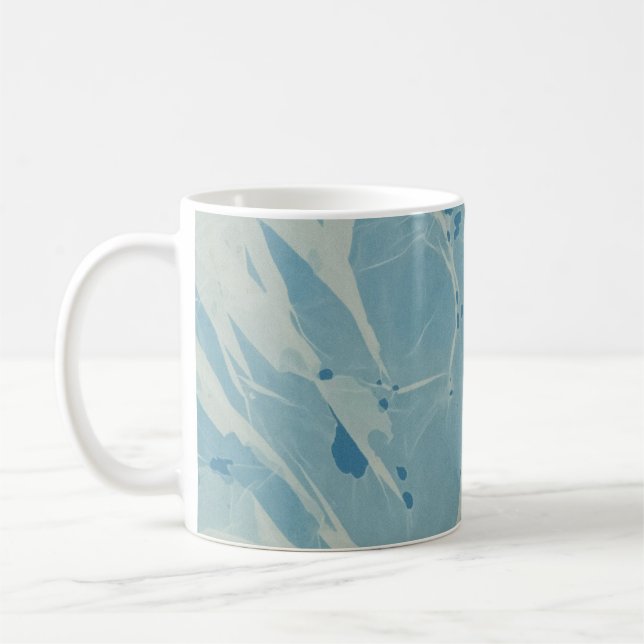 Caneca de Café em Arte Abstrata Azul Turquesa Márm (Esquerda)