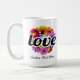 Caneca De Café Em Bloom - Amor com Buquê Floral Redondo