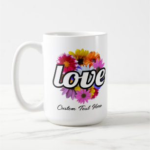 Caneca De Café Em Bloom - Amor com Buquê Floral Redondo