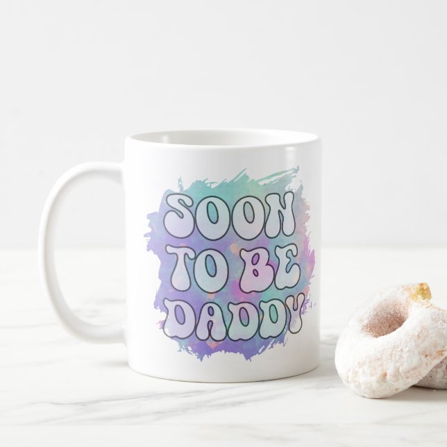 Caneca De Café Em Breve, Ser Um Anúncio De Gravidez De Novo papai (Com Donut)