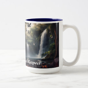 Caneca de café em cascata com mantra diária