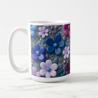 Caneca de Café em Cerâmica com Estampa Floral 3D -