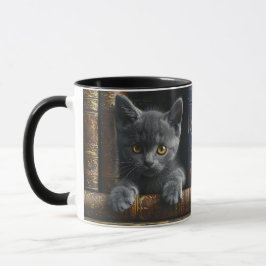 Caneca de Café em Cerâmica | Gatinho Chartreux e L