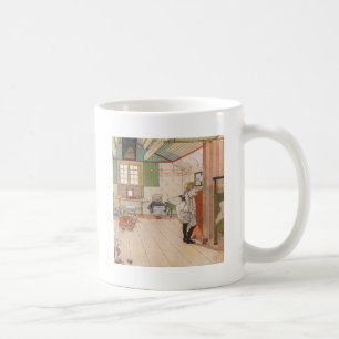 Caneca De Café Em cima quarto do sótão com irmã do bebê