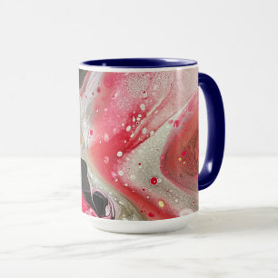 Caneca de café em cor rosa, preta e dourada