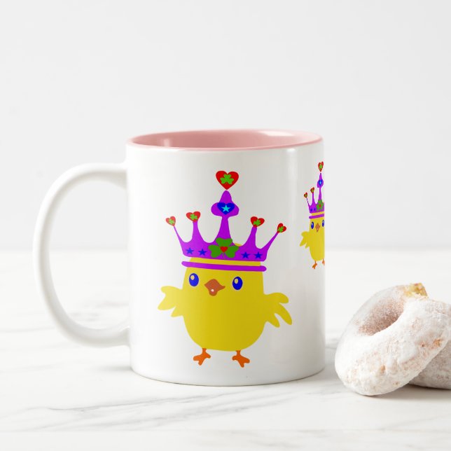 Caneca De Café Em Dois Tons ♥ ت ☘ Irlandesa Crowned Rainha Galinha Fabulosa Cl (Com Donut)