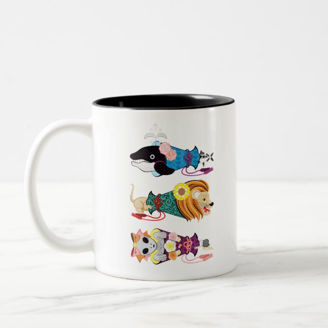 CANECA DE CAFÉ EM DOIS TONS 動物メガホン…魚・猫・女子（リメイク） (Esquerda)